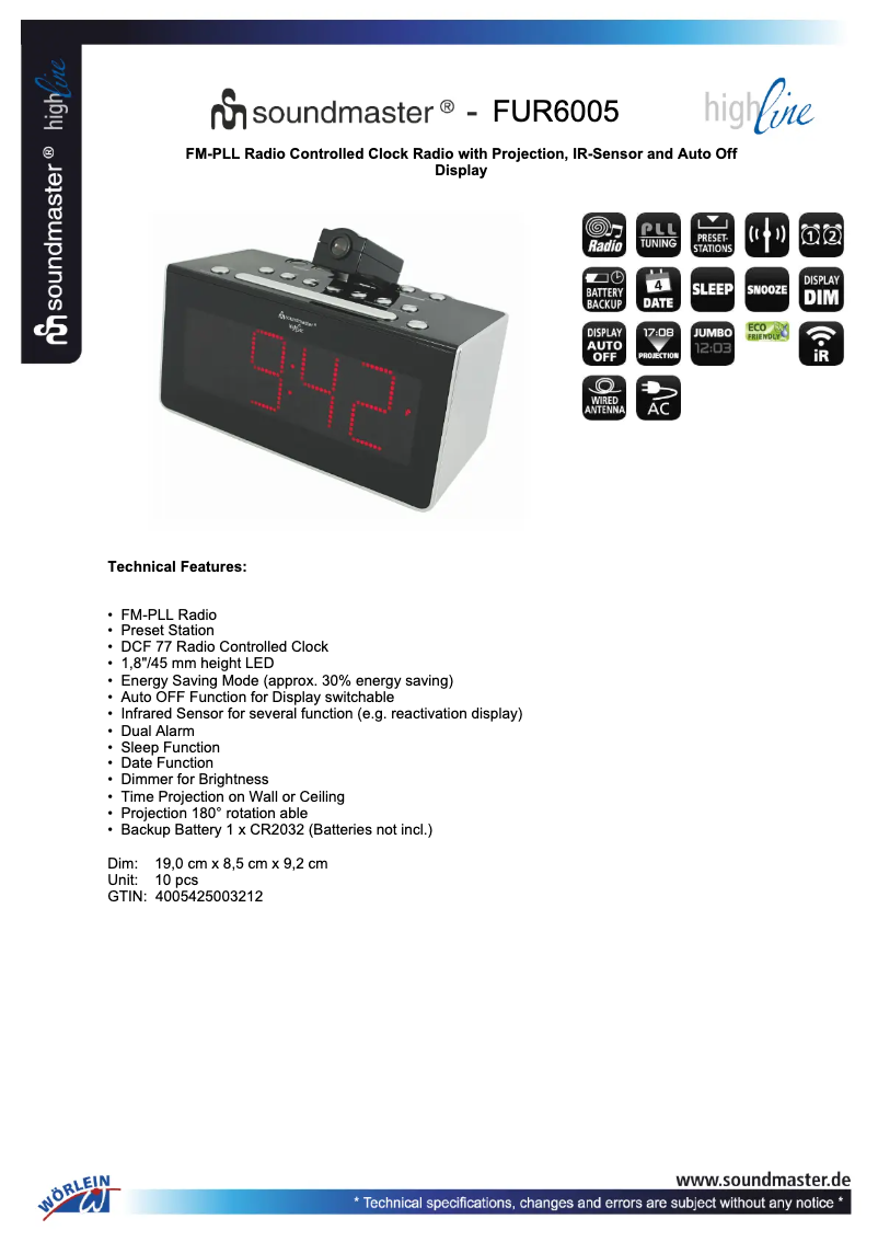 First page image of the manual for FUR6005