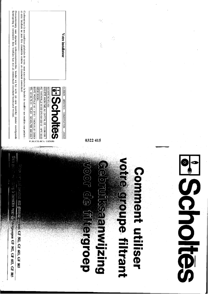 First page image of the manual for GF 603