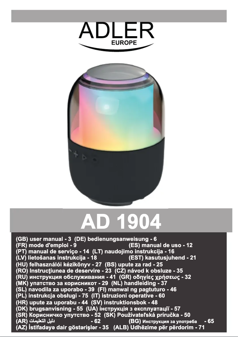 First page image of the manual for AD 1904