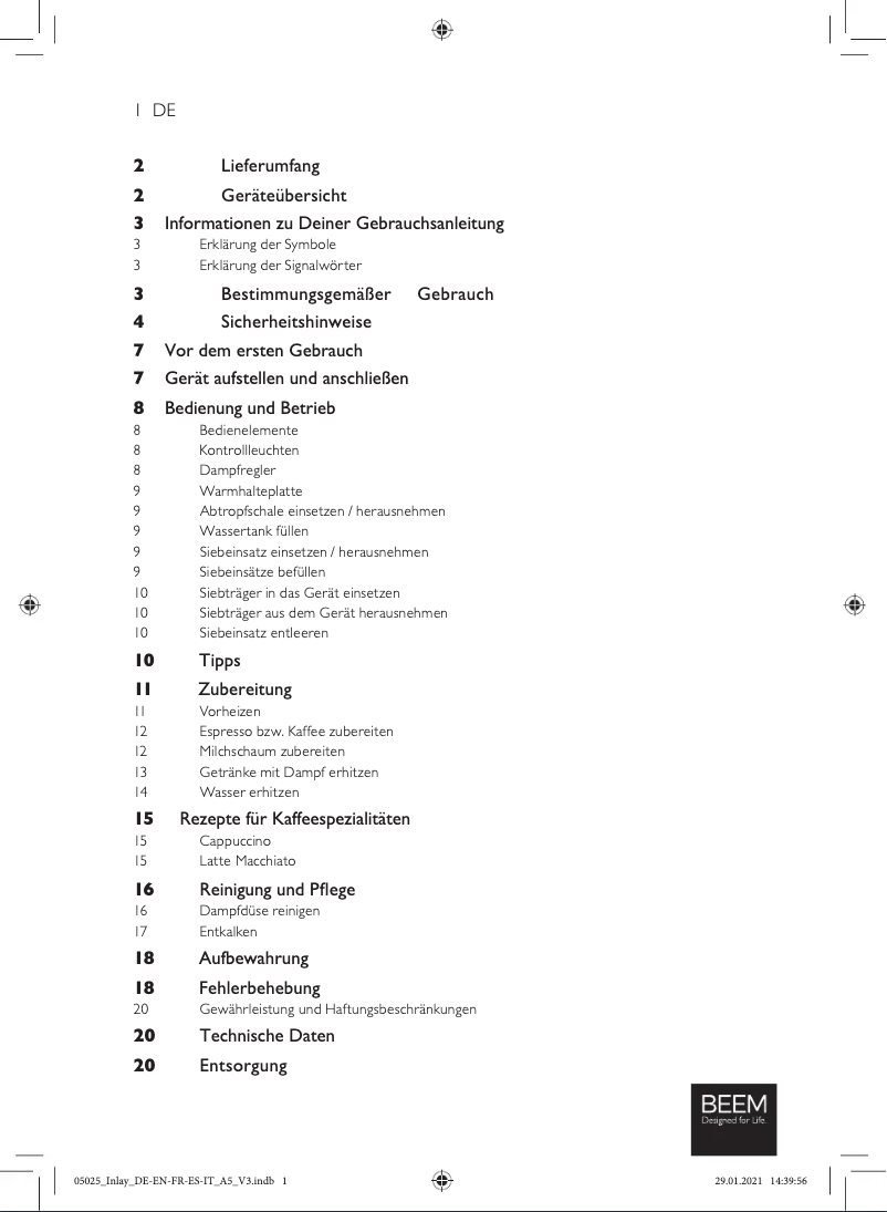 Image de la première page du manuel de l'appareil Espresso Select