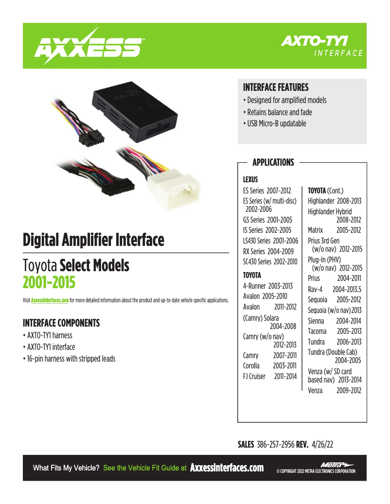 First page image of the manual for AXTO-TY1