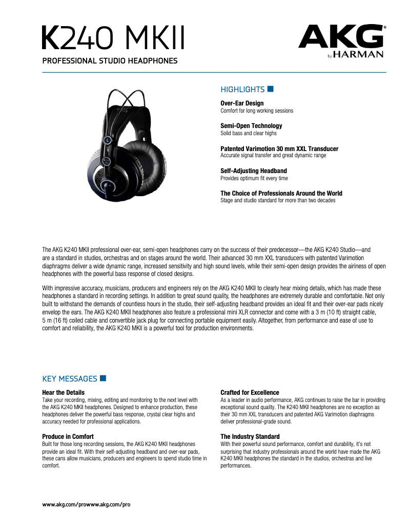 First page image of the manual for K240 MKII