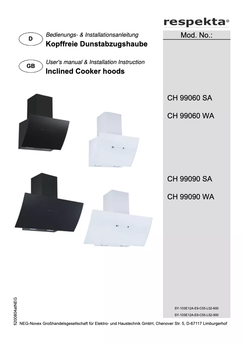 First page image of the manual for Selia CH99060SA