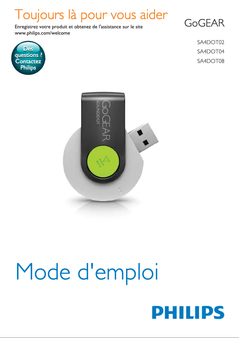 Page 1 of the manual User Manual Philips GoGear SA4DOT04WN