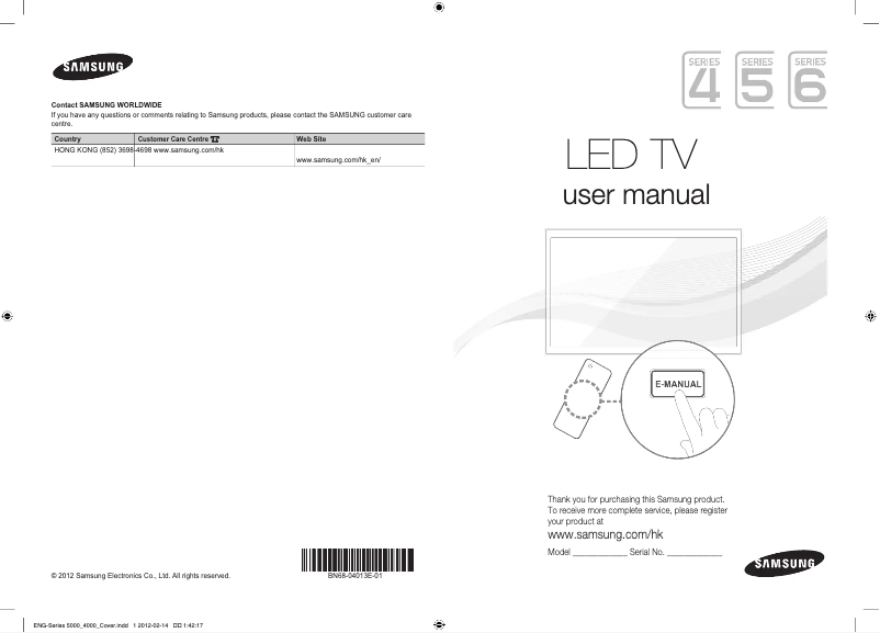 Page 1 of the manual User Manual Samsung UA40EH5000J