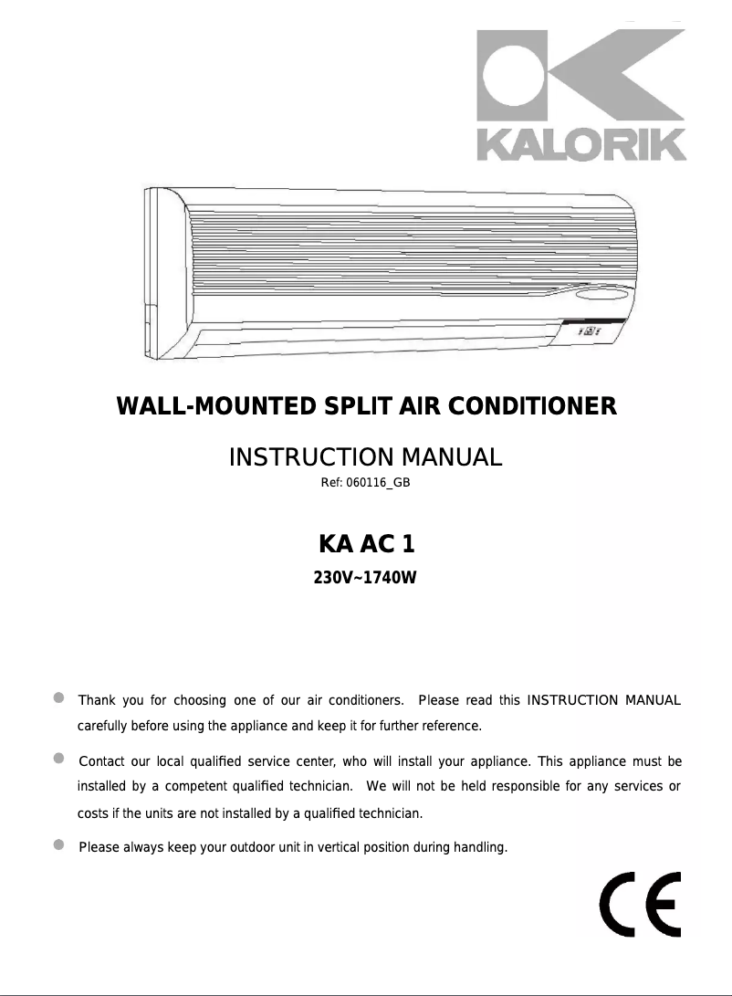 Page 1 of the manual User Manual Kalorik KA AC 1