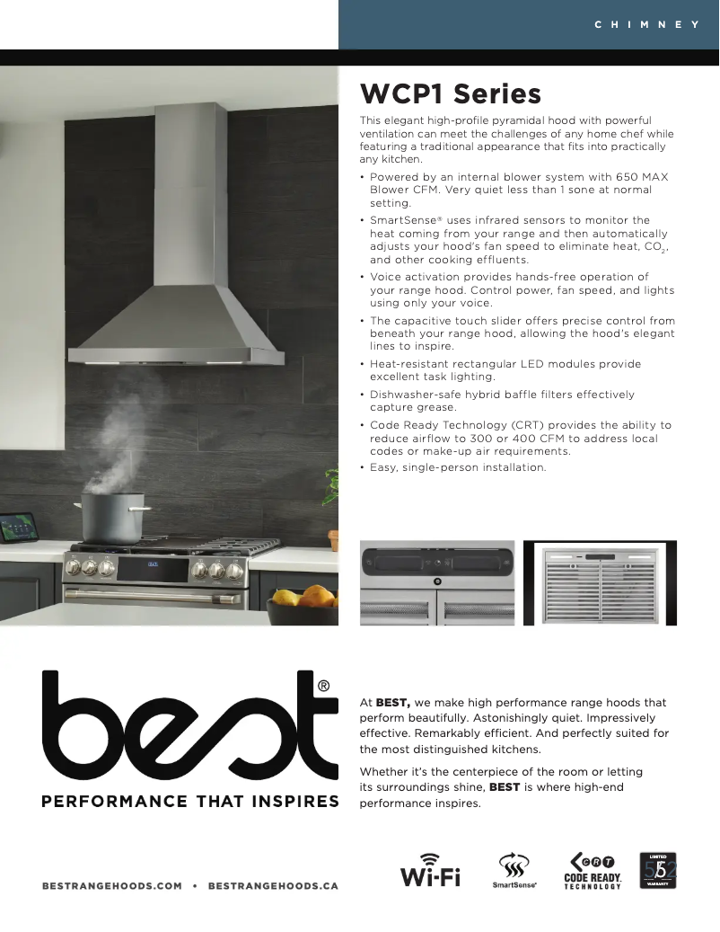 Page 1 of the manual Technical Sheet Best WCP1306SS