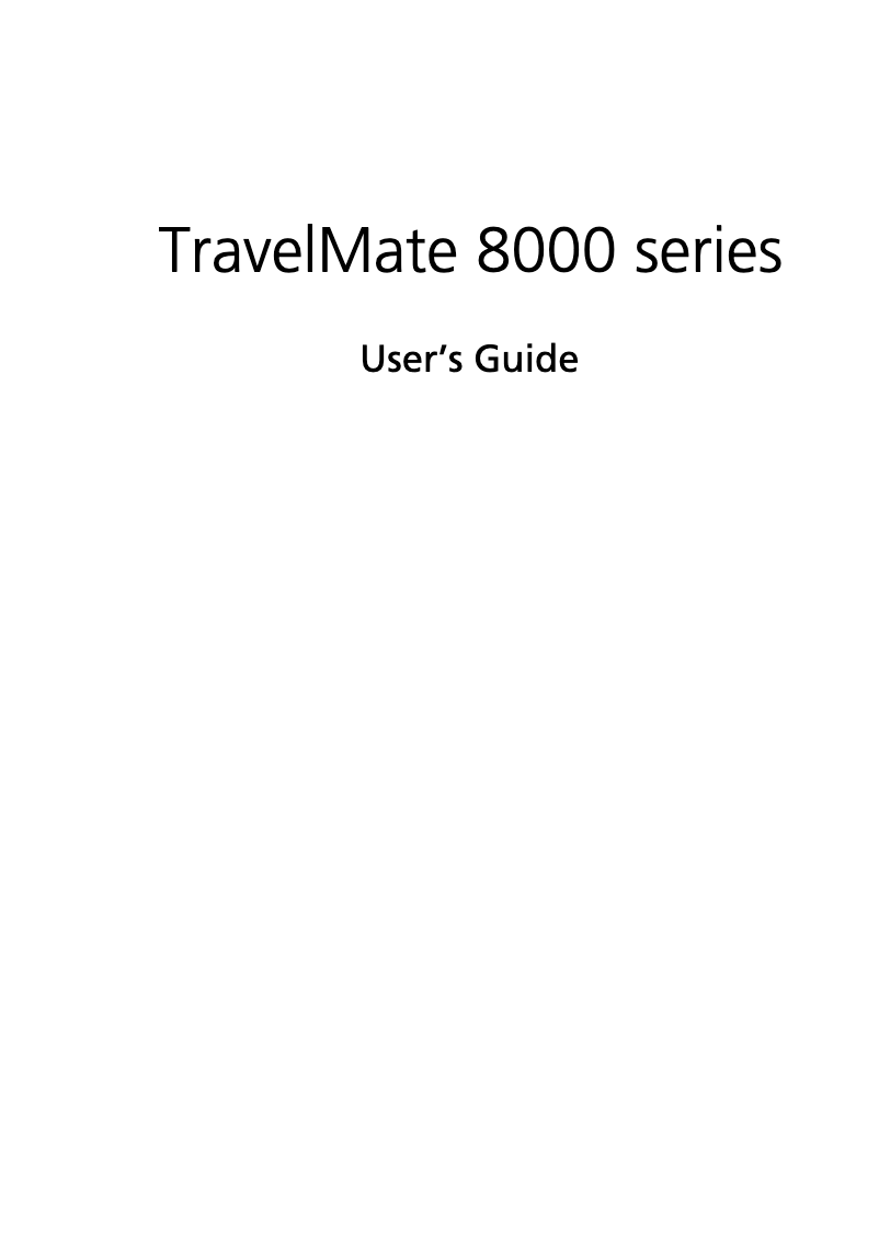 First page image of the manual for TravelMate 8000