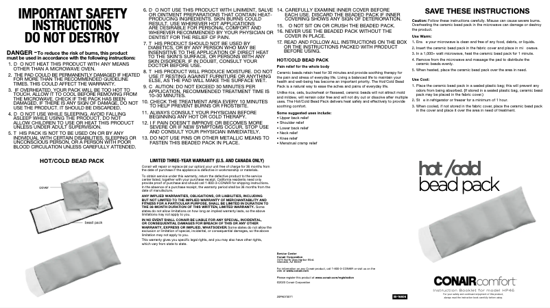 Page 1 of the manual User Manual Conair HP46