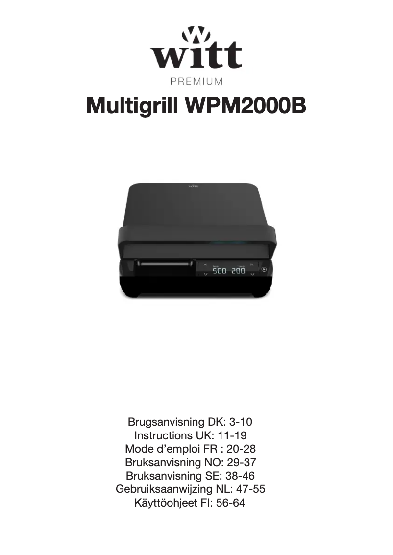 First page image of the manual for WPM2000B