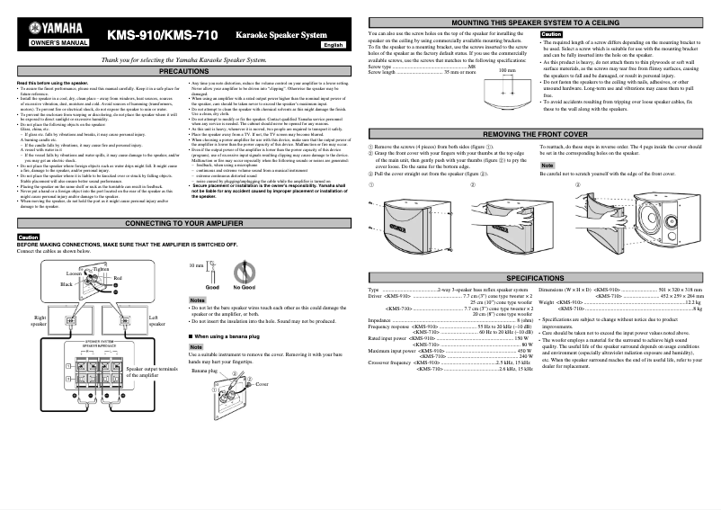 First page image of the manual for KMS-910