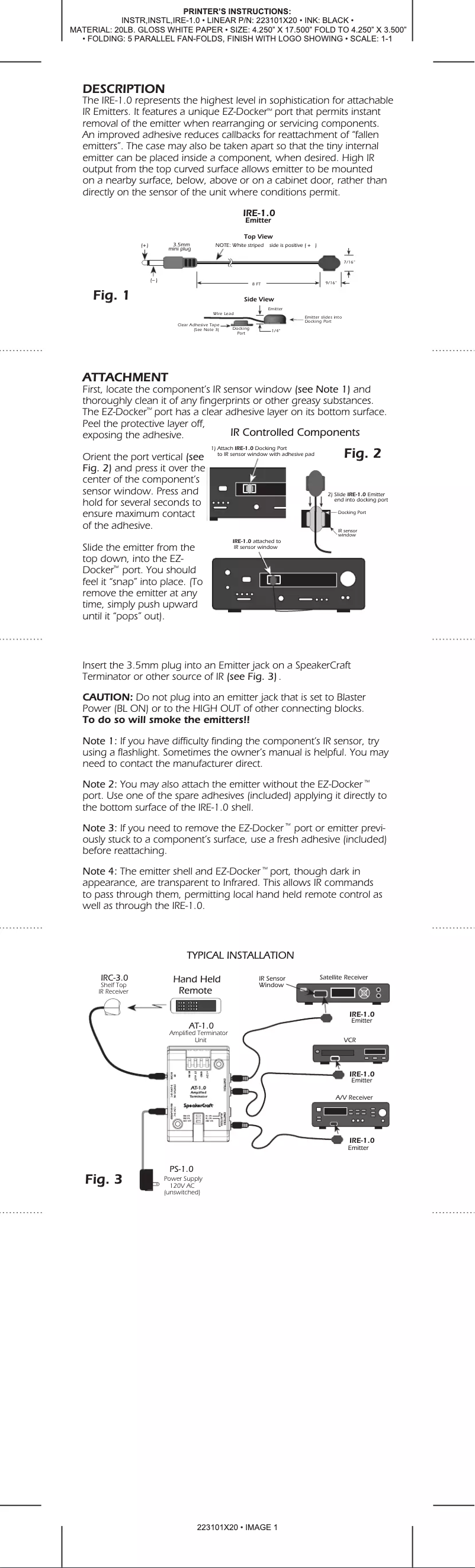 Page 1 of the manual User Manual SpeakerCraft IRE-1.0