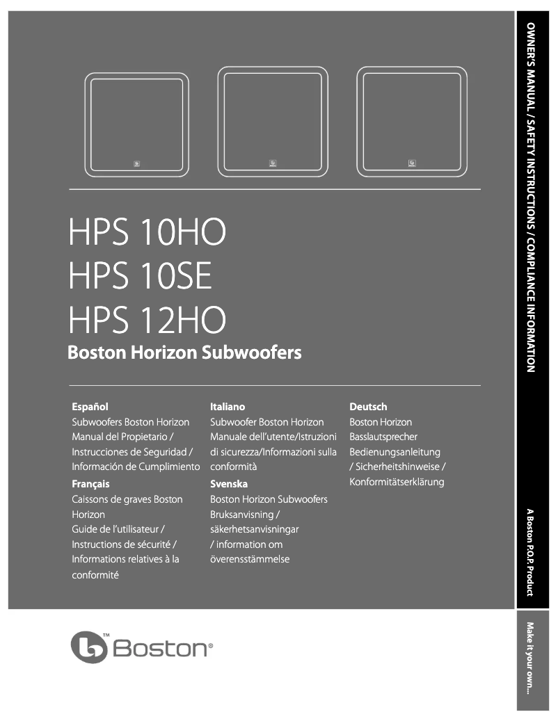 First page image of the manual for HPS 12HO