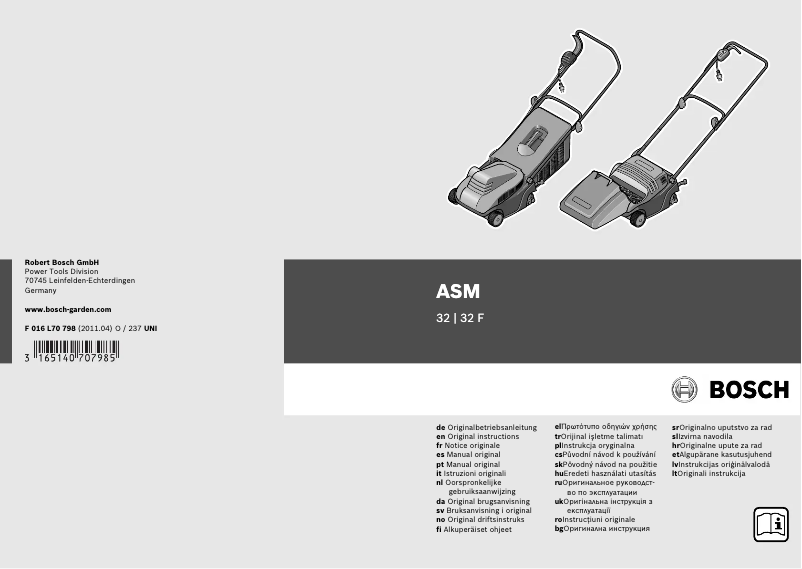Page 1 of the manual User Manual Bosch ASM 32 F