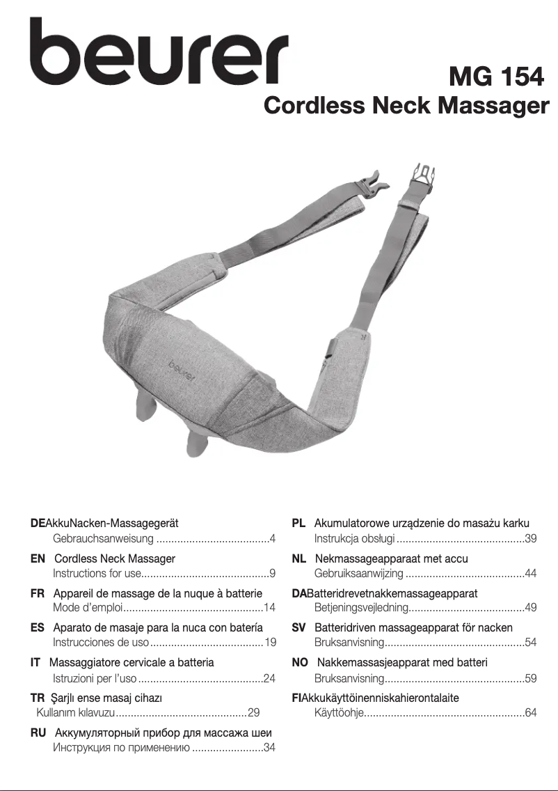 Page 1 of the manual User Manual Beurer MG 154