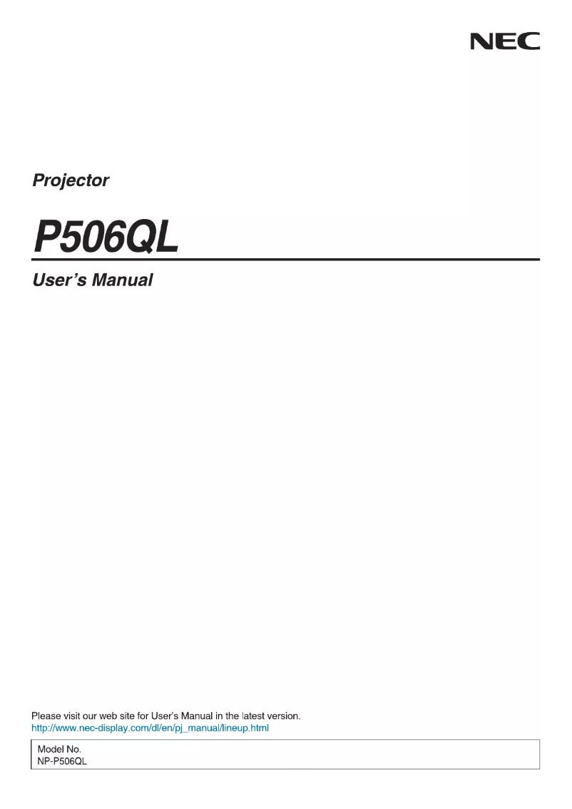 Page 1 of the manual User Manual NEC P506QL