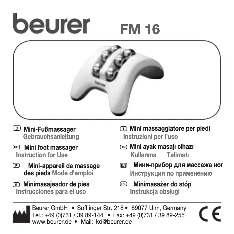 Page 1 of the manual User Manual Beurer FM 16