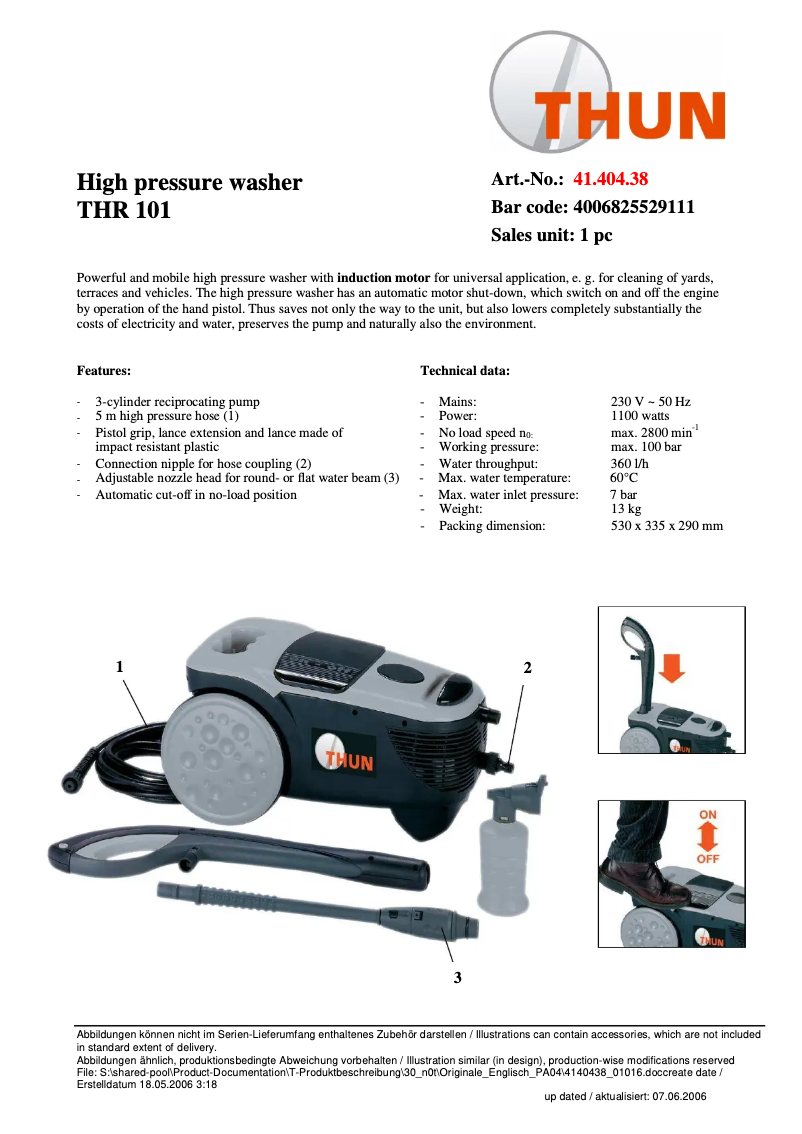 Page 1 of the manual User Manual THUN THR 101