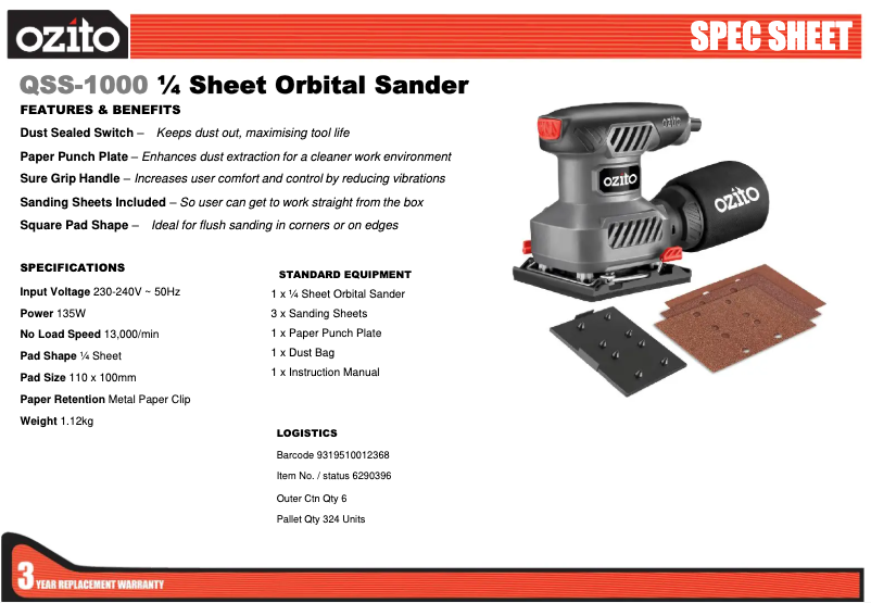 First page image of the manual for QSS-1000