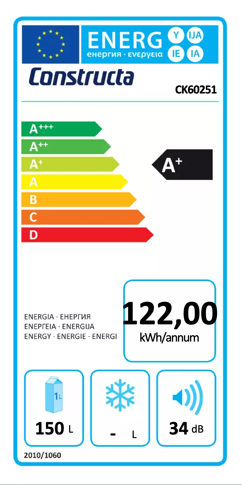 Page 1 of the manual Energy Label Constructa CK60251
