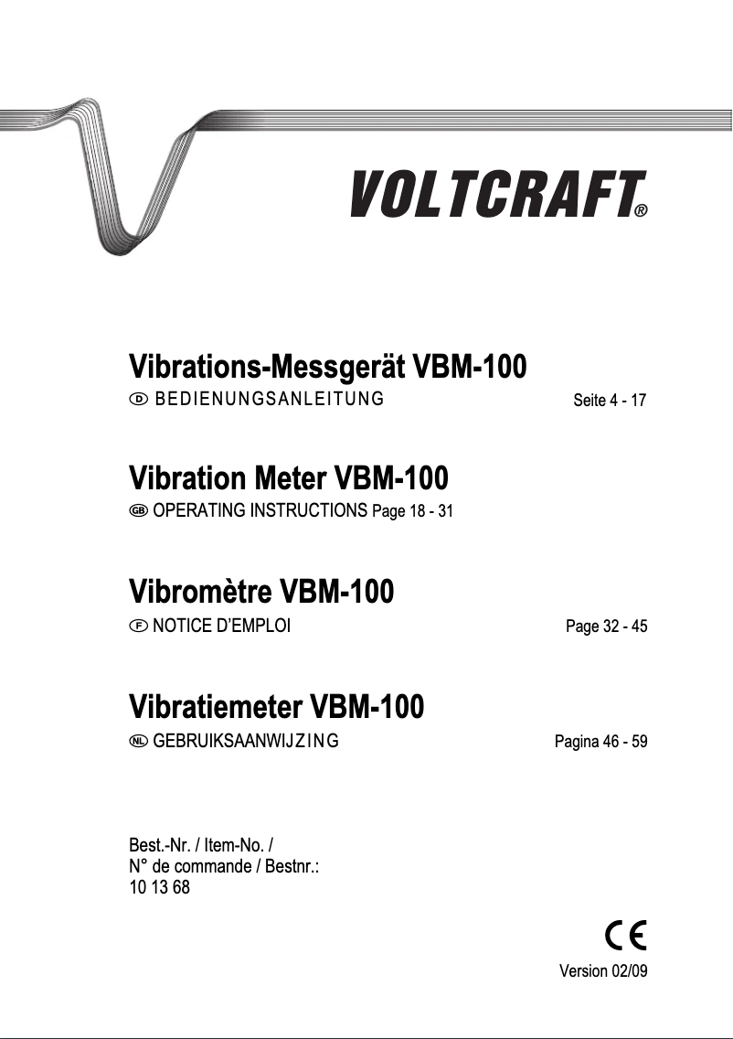 First page image of the manual for VBM-100