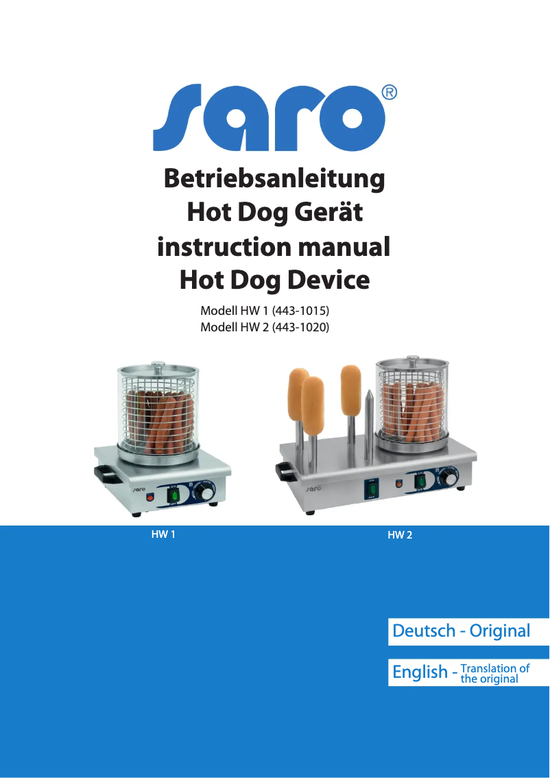 Page 1 of the manual User Manual Saro HW 1