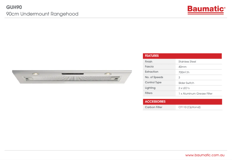 First page image of the manual for GUH90