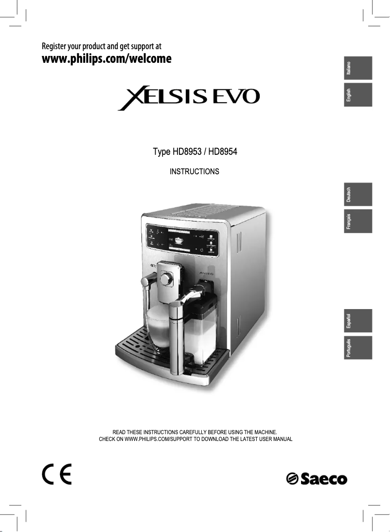 First page image of the manual for Saeco Xelsis Evo HD8954