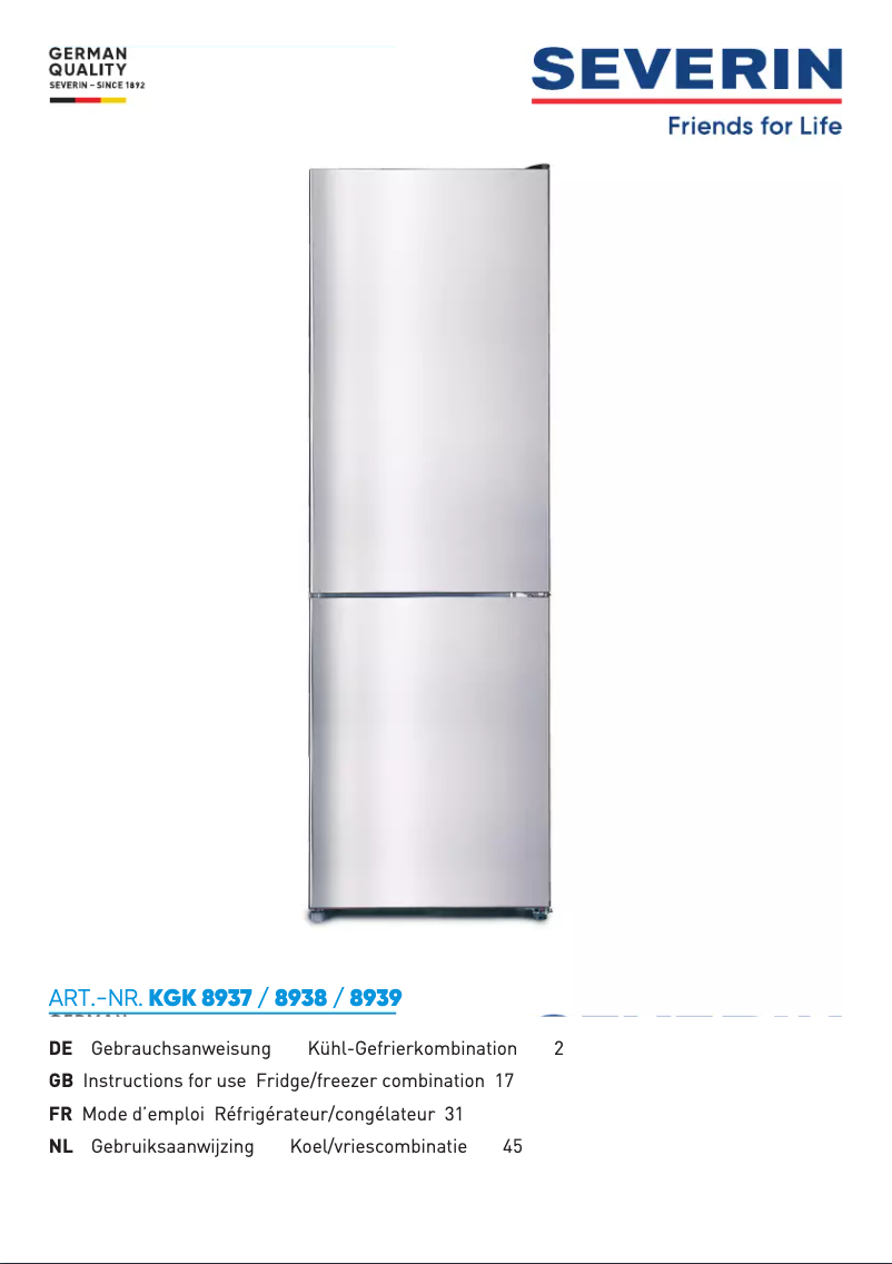 First page image of the manual for KGK 8937