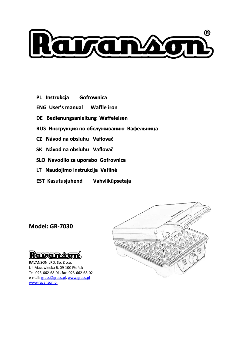 Page 1 of the manual User Manual Ravanson GR-7030
