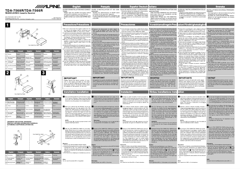 Page 1 of the manual User Manual Alpine TDA-7566R