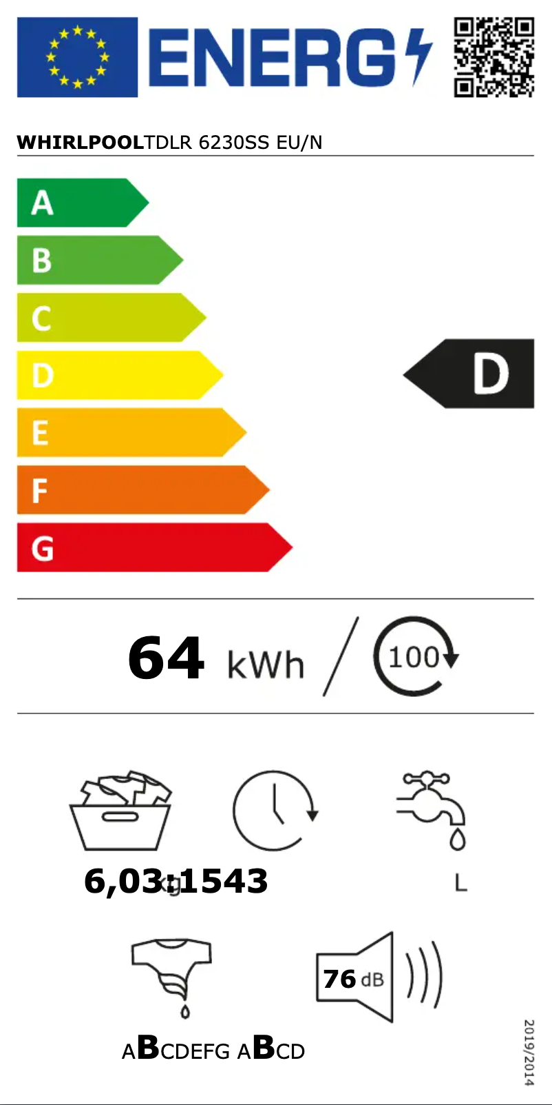 Page 1 of the manual User Manual Whirlpool TDLR 6230SS