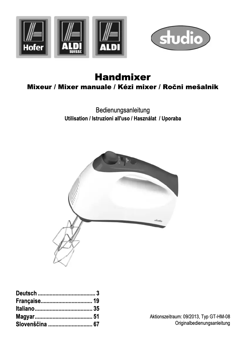 Page 1 of the manual User Manual Studio GT-HM-08