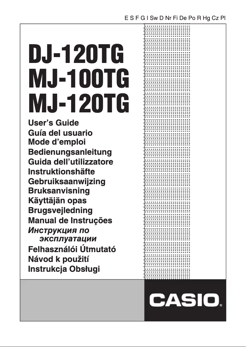 Page 1 of the manual User Manual Casio MJ-100TG