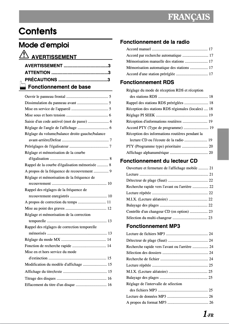 First page image of the manual for CDA-7998R