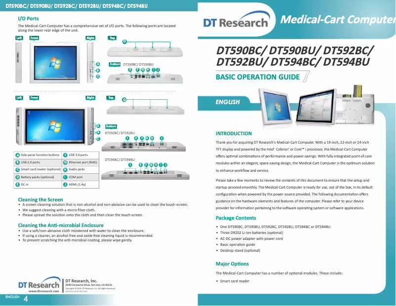 Page 1 of the manual User Manual DT Research DT594BU