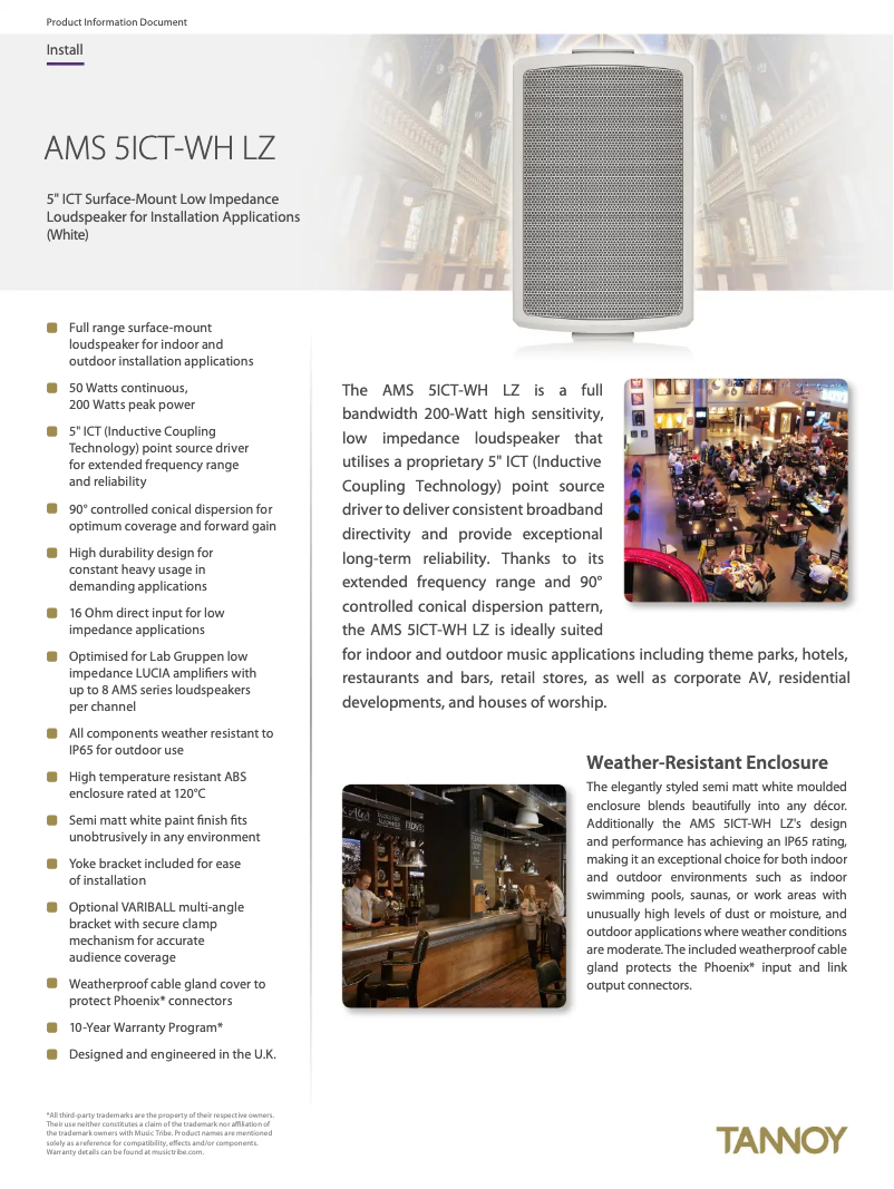 First page image of the manual for AMS 5ICT LZ