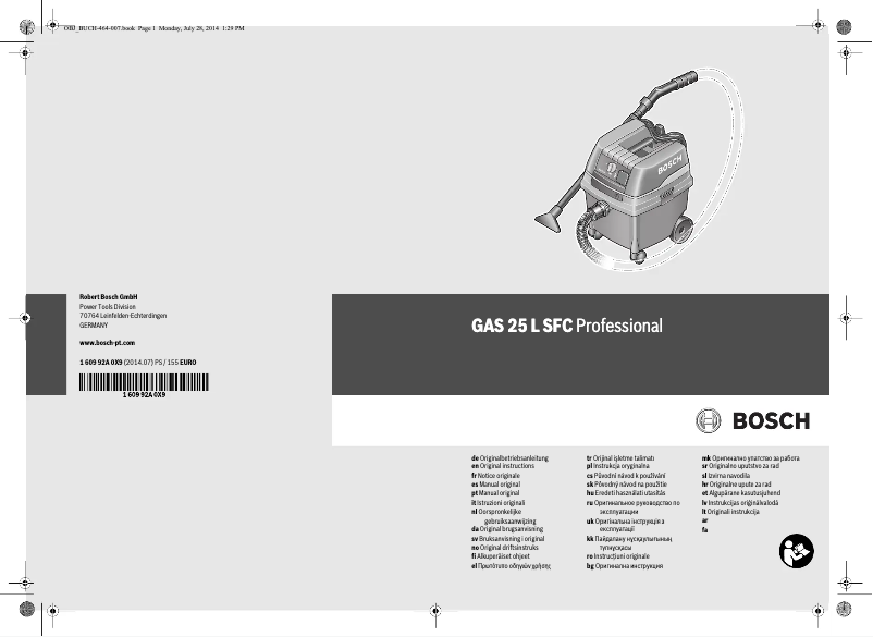 First page image of the manual for GAS 25 L SFC