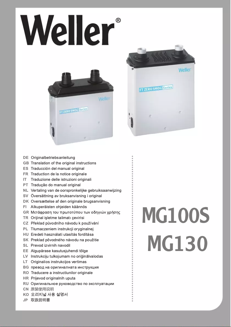 Page 1 of the manual User Manual Weller MG130