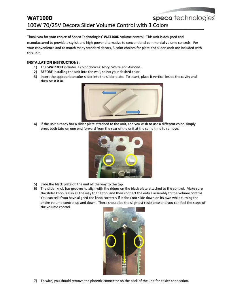 Page 1 of the manual User Manual Speco Technologies WAT100D