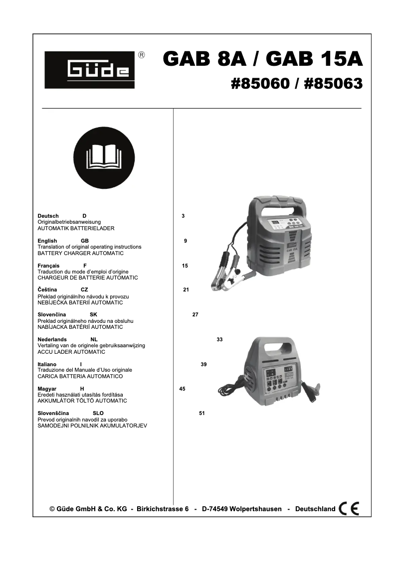 Page 1 of the manual User Manual Güde GAB 8A