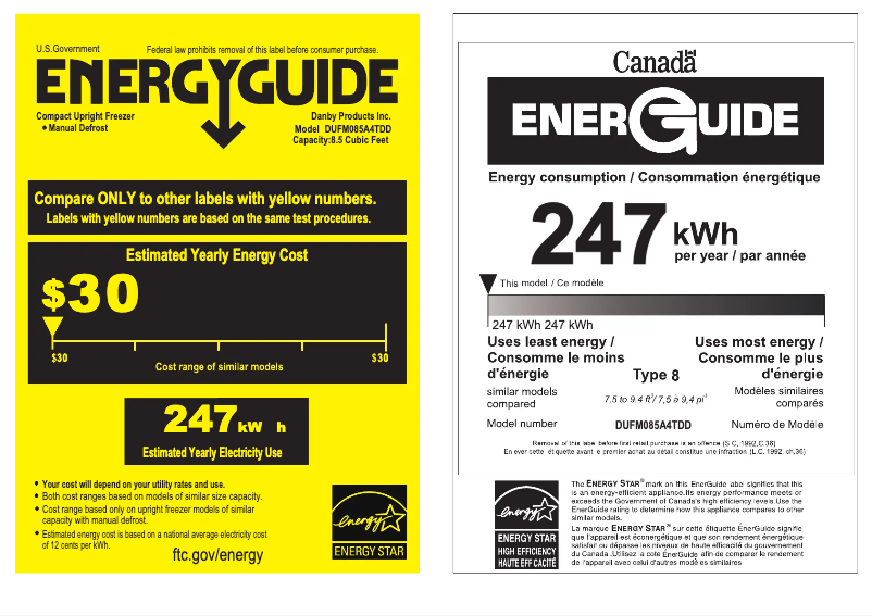 Page 1 of the manual Energy Label Danby DUFM085A4TDD