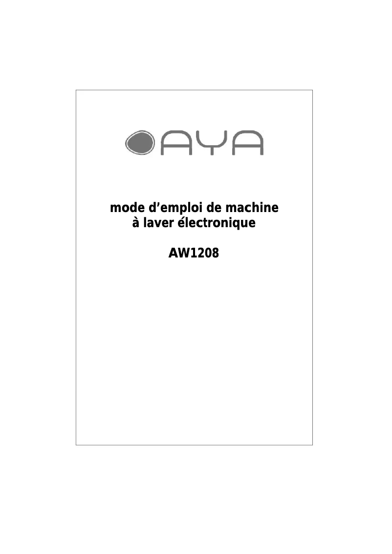 Page 1 of the manual User Manual AYA AW1208