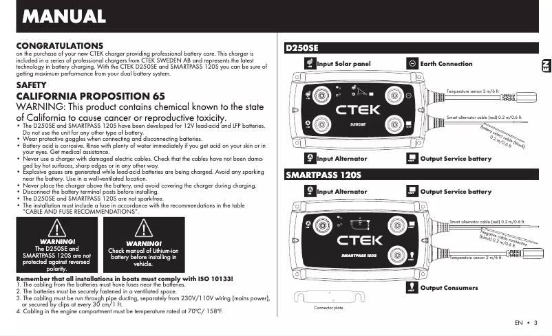 Page 1 of the manual User Manual Ctek Smartpass 120S