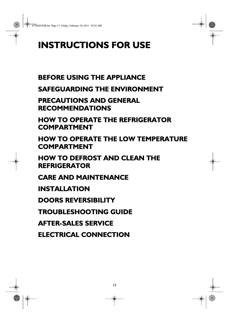 Page 1 of the manual Instructions / Assembly Whirlpool ARC 5570 A+W