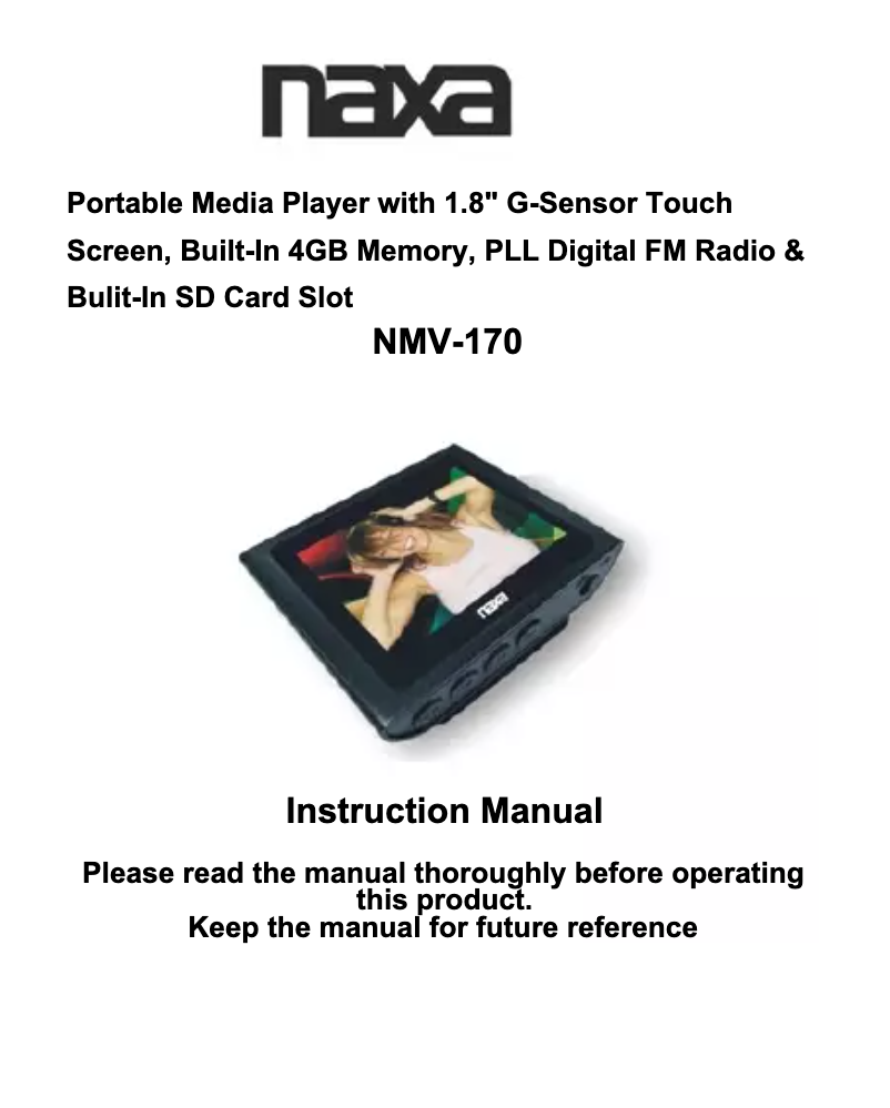 Page 1 of the manual User Manual Naxa NM-145A