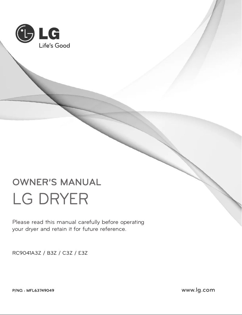 Page 1 of the manual User Manual LG RC9041C