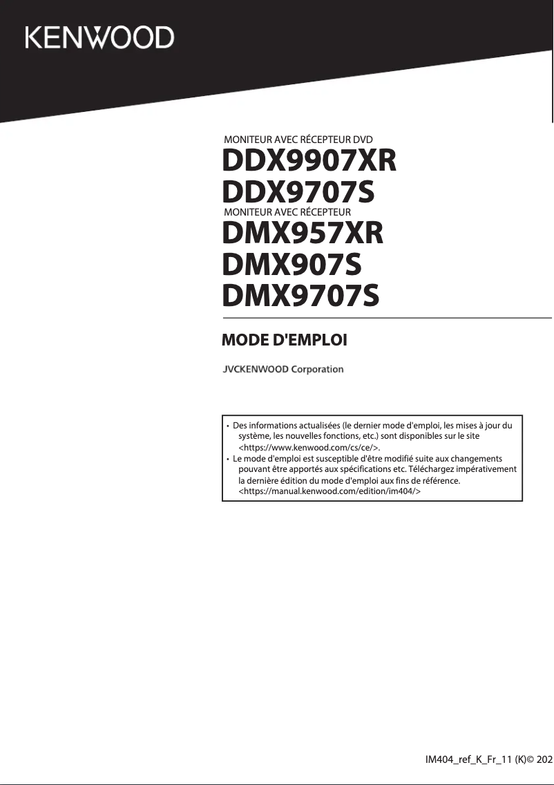Page 1 de la notice Manuel utilisateur Kenwood DMX957XR