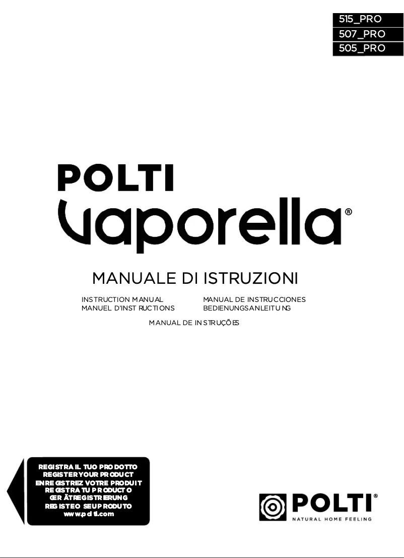 First page image of the manual for Vaporella 505 Pro