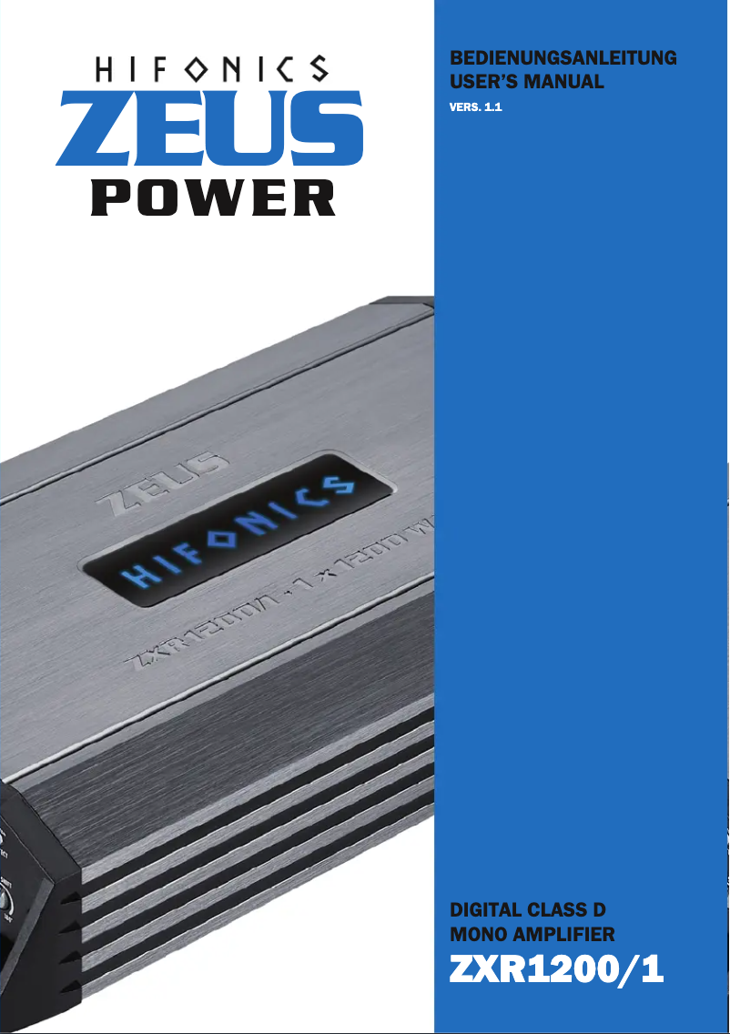 Page 1 of the manual User Manual Hifonics Zeus Power ZXR1200/1